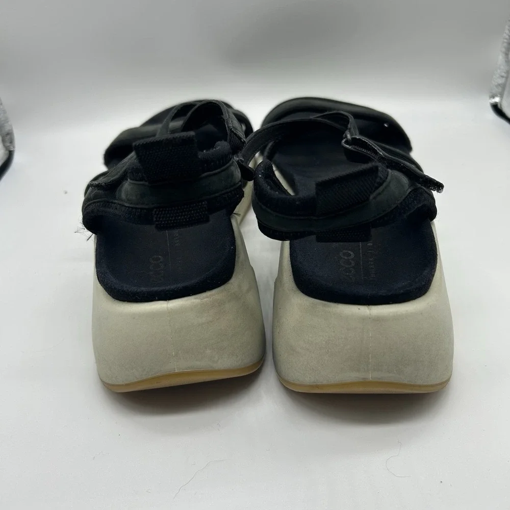 ECCO Plateau Women's 38 US 7.5 Comfort Wedge Sandals Leather Black